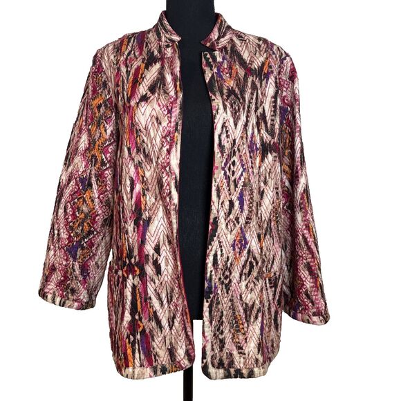 Chico’s Rina Tribal Jacket Colorful Geometric Quilted Women's Size XL - Picture 1 of 14